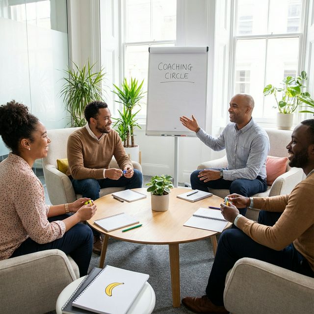 A supportive and collaborative group coaching session